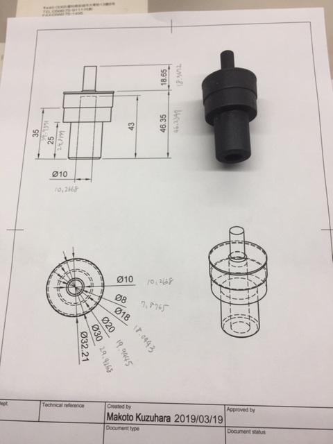 3Dデーター作成から３Dプリンターによる試作品